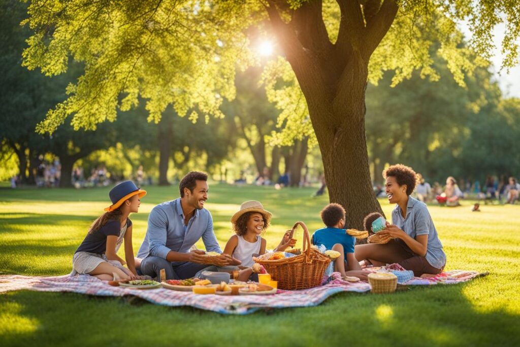 piknik di taman atau pantai